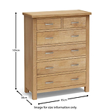 Light London oak 2 over 4 chest of drawers - size guide