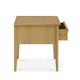 Alba Oak Lamp Table - Side on view with drawer open