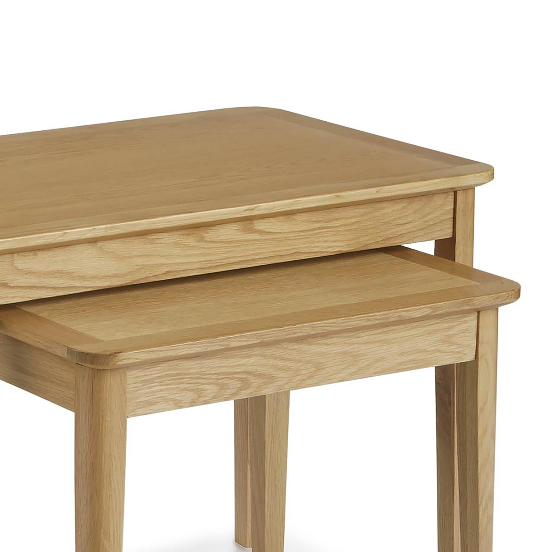 Alba Oak Nest of Tables - Close up of tops of tables