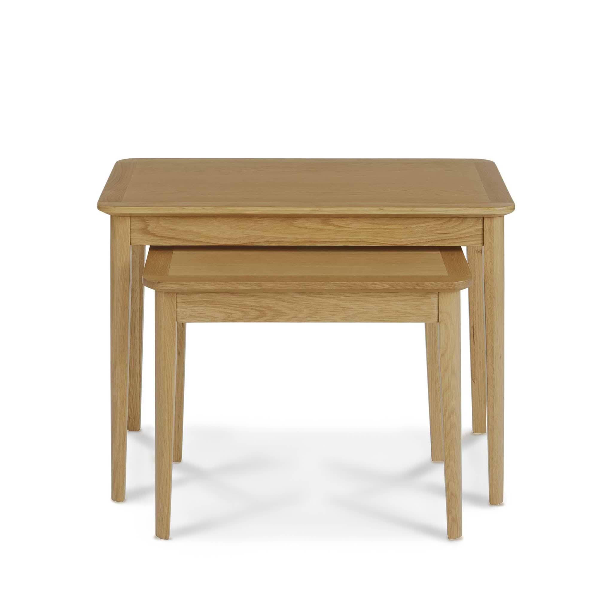 Alba Oak Nest of Tables - Front view when nested
