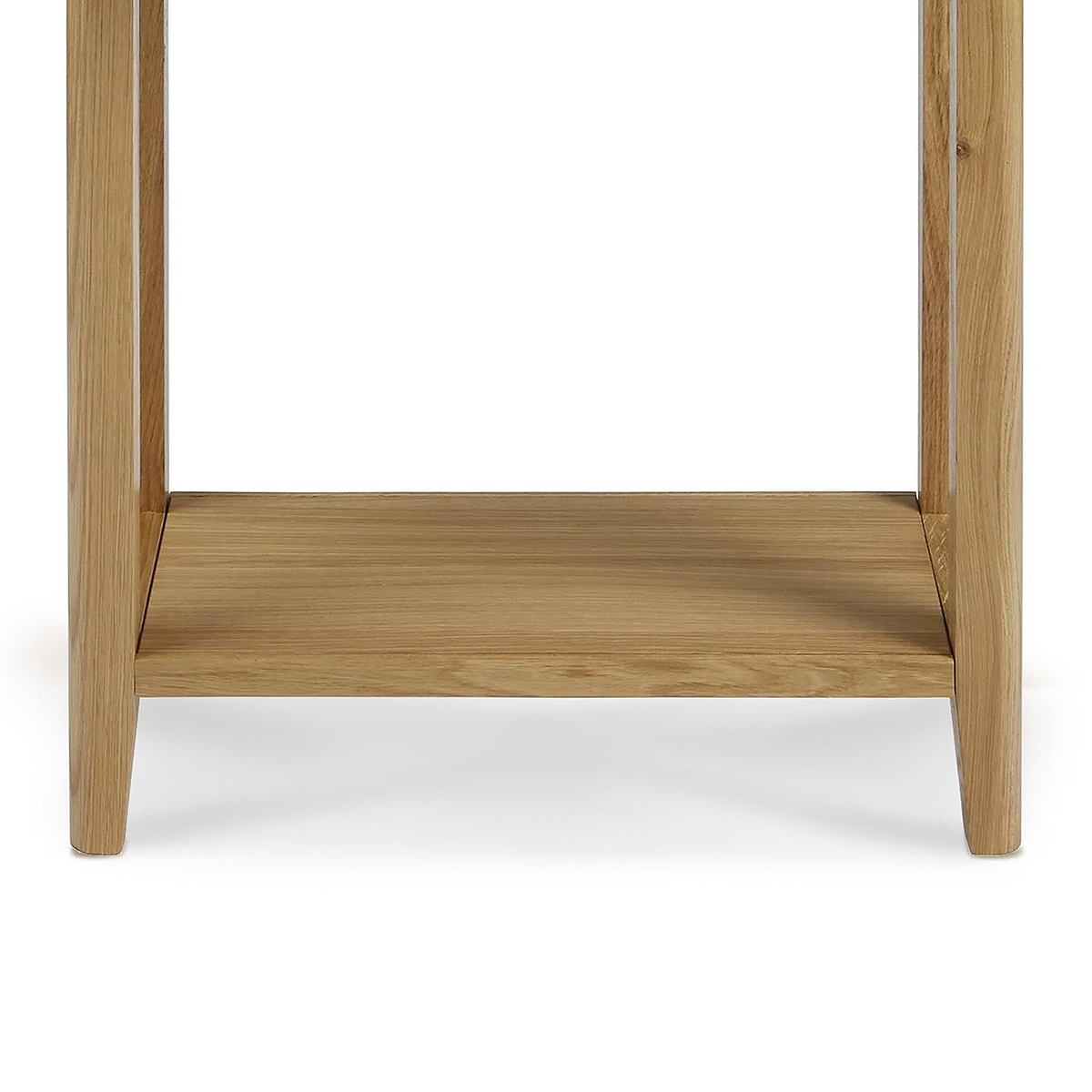 Alba Oak Telephone Table - Close up of lower shelf and legs