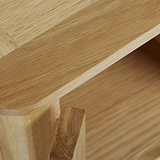Alba Oak Large 120cm TV Stand - Close up of cupboard top looking down into cupboard