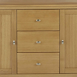 Alba Oak Large Sideboard - Close up of central drawers