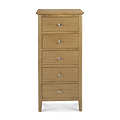 Alba Oak 5 Drawer Tallboy - Front view