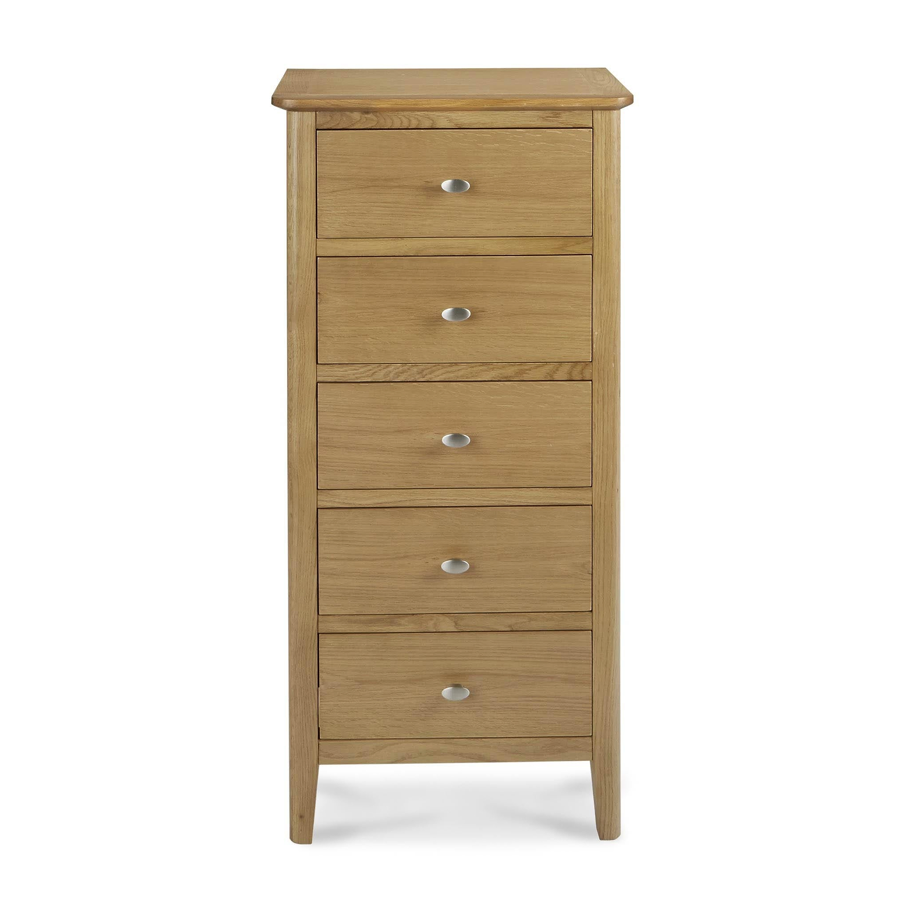 Alba Oak 5 Drawer Tallboy - Front view
