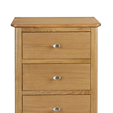 Alba Oak 5 Drawer Tallboy - Close up of top of Tallboy