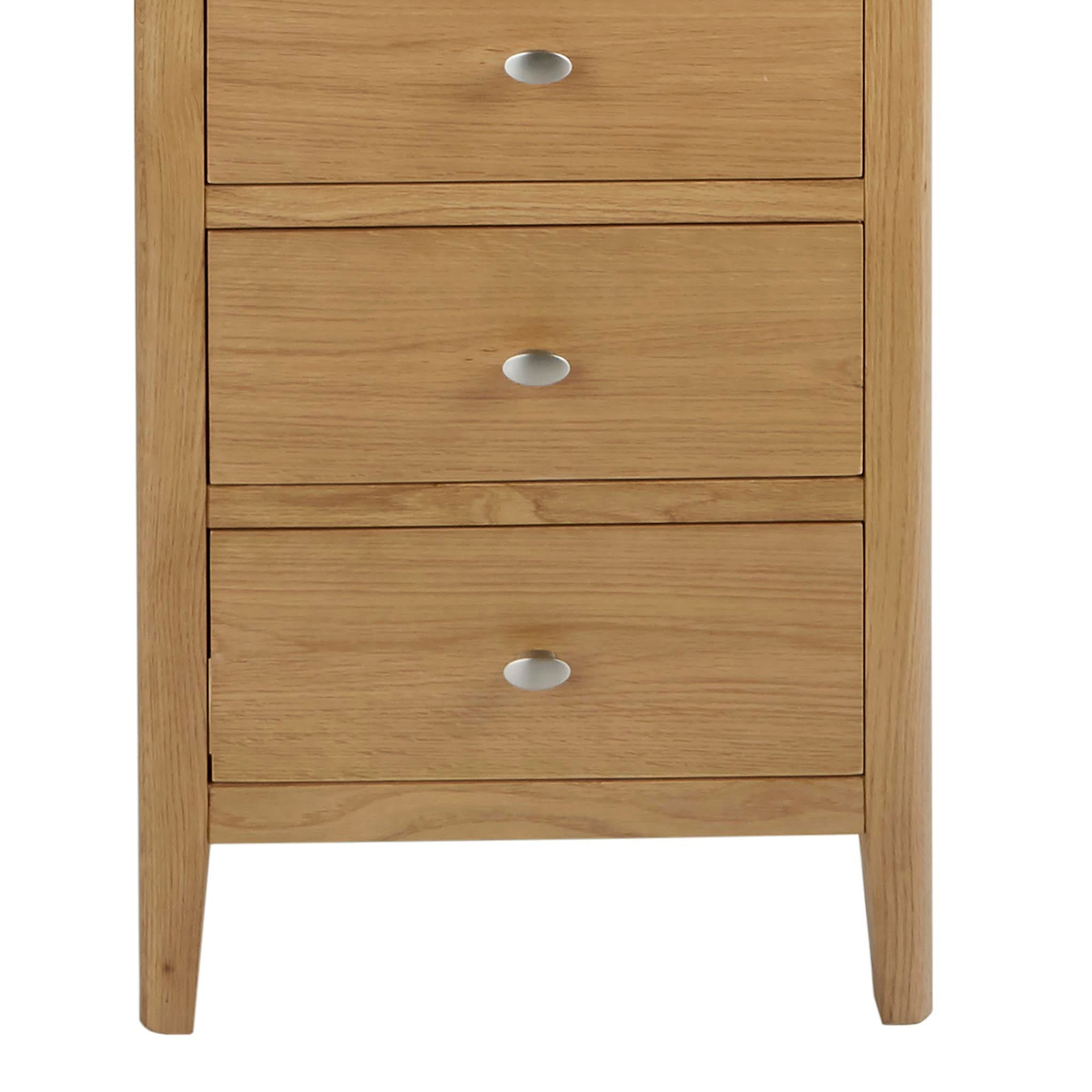 Alba Oak 5 Drawer Tallboy - Close up of base of Tallboy