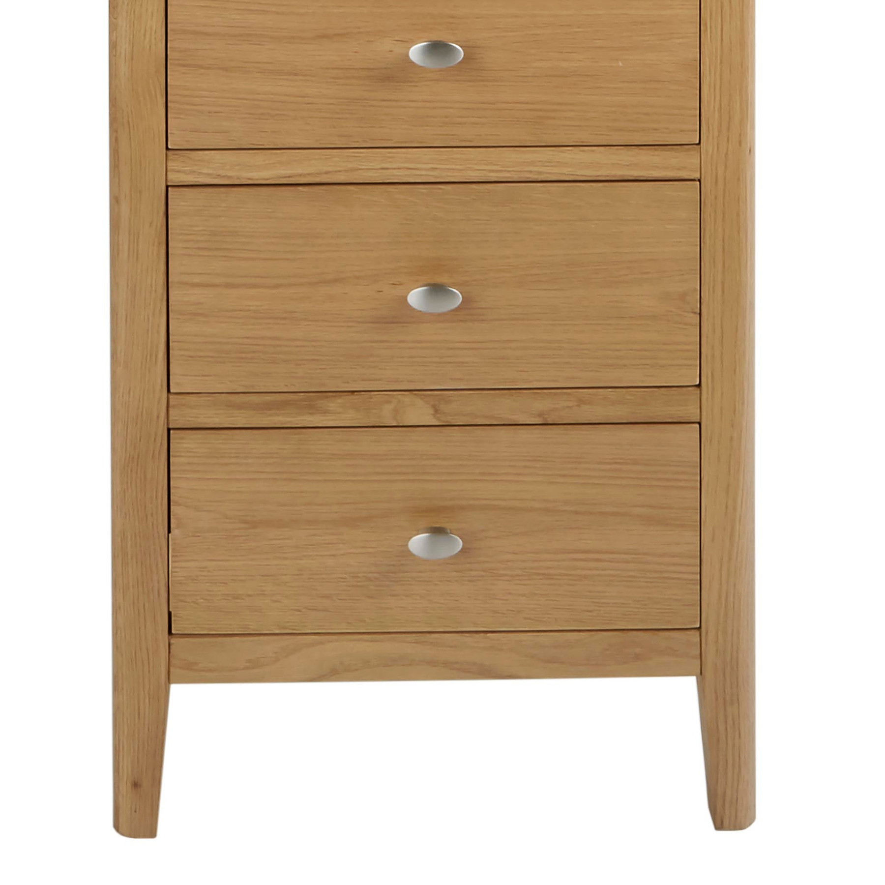 Alba Oak 5 Drawer Tallboy - Close up of base of Tallboy