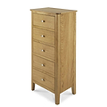 Alba Oak 5 Drawer Tallboy - Side view  