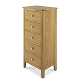 Alba Oak 5 Drawer Tallboy - Side view  