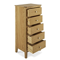 Alba Oak 5 Drawer Tallboy - Side view with drawers open