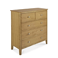 Alba Oak 2 Over 3 Chest of Drawers by Roseland Furniture