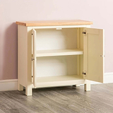 Farrow Cream Cupboard from Roseland Furniture - Side view with cupboard doors open