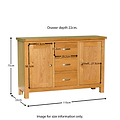 London Oak 3 Drawer Sideboard - size guide