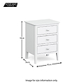 Chester White Bedside Chest of 3 Drawers - Size guide