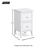 Chester White Narrow Bedside Drawers Table - Size guide