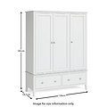 Chester White Triple Wardrobe with Drawers - Size guide