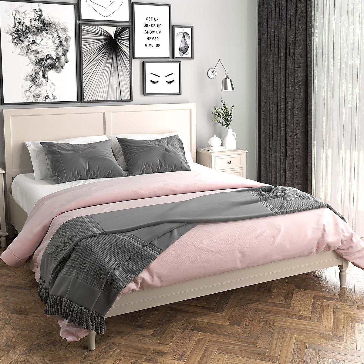 The Muslanne Cream 5' King Size Bed Frame - Lifestyle