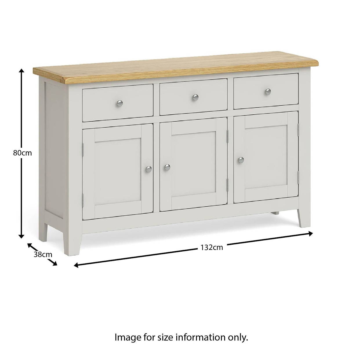 Lundy Grey Large Sideboard - Size Guide