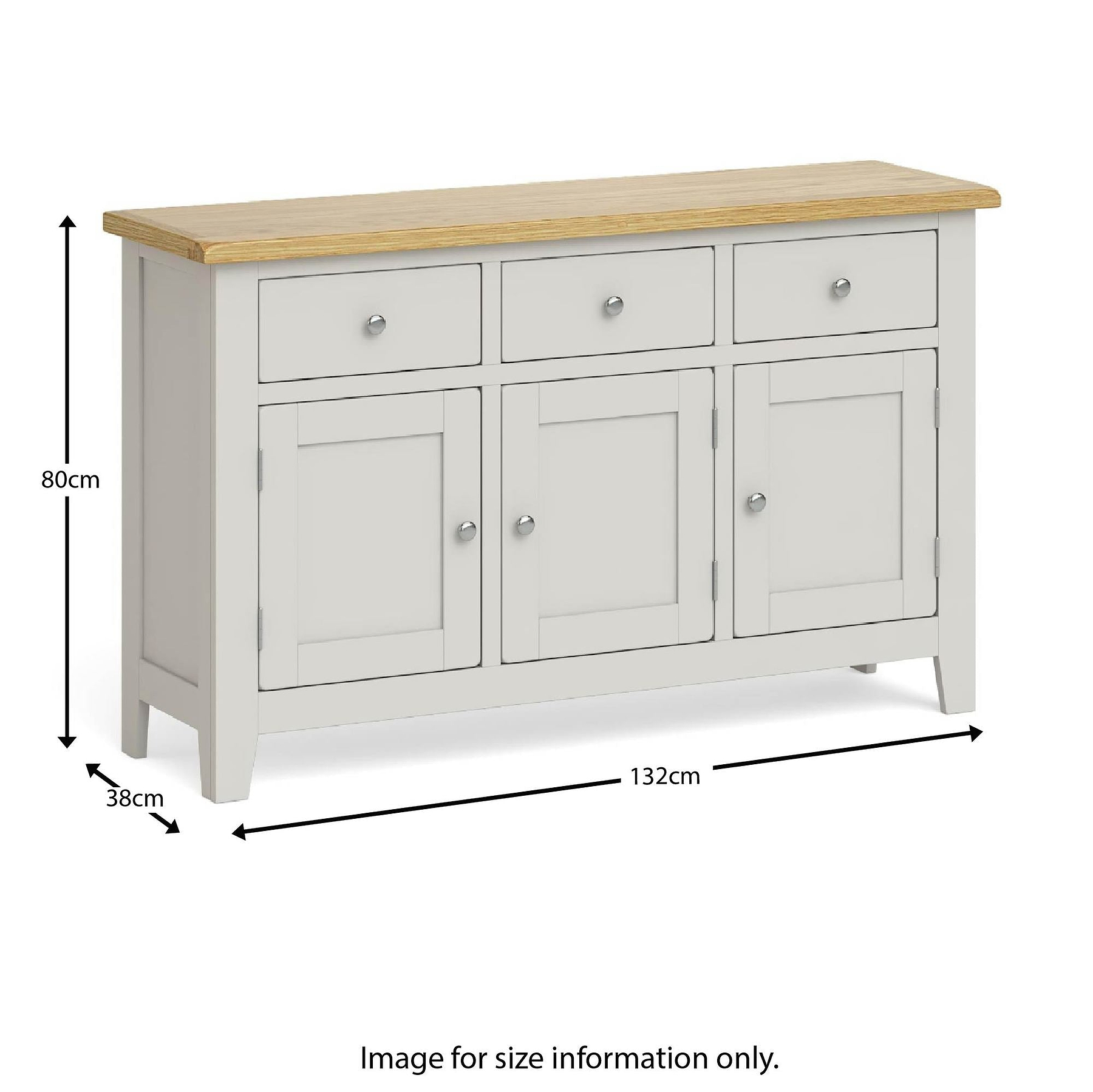 Lundy Grey Large Sideboard - Size Guide