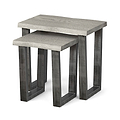 Soho Grey Industrial Wood & Metal Nest of Tables - Side view