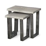 Soho Grey Industrial Wood & Metal Nest of Tables - Side view