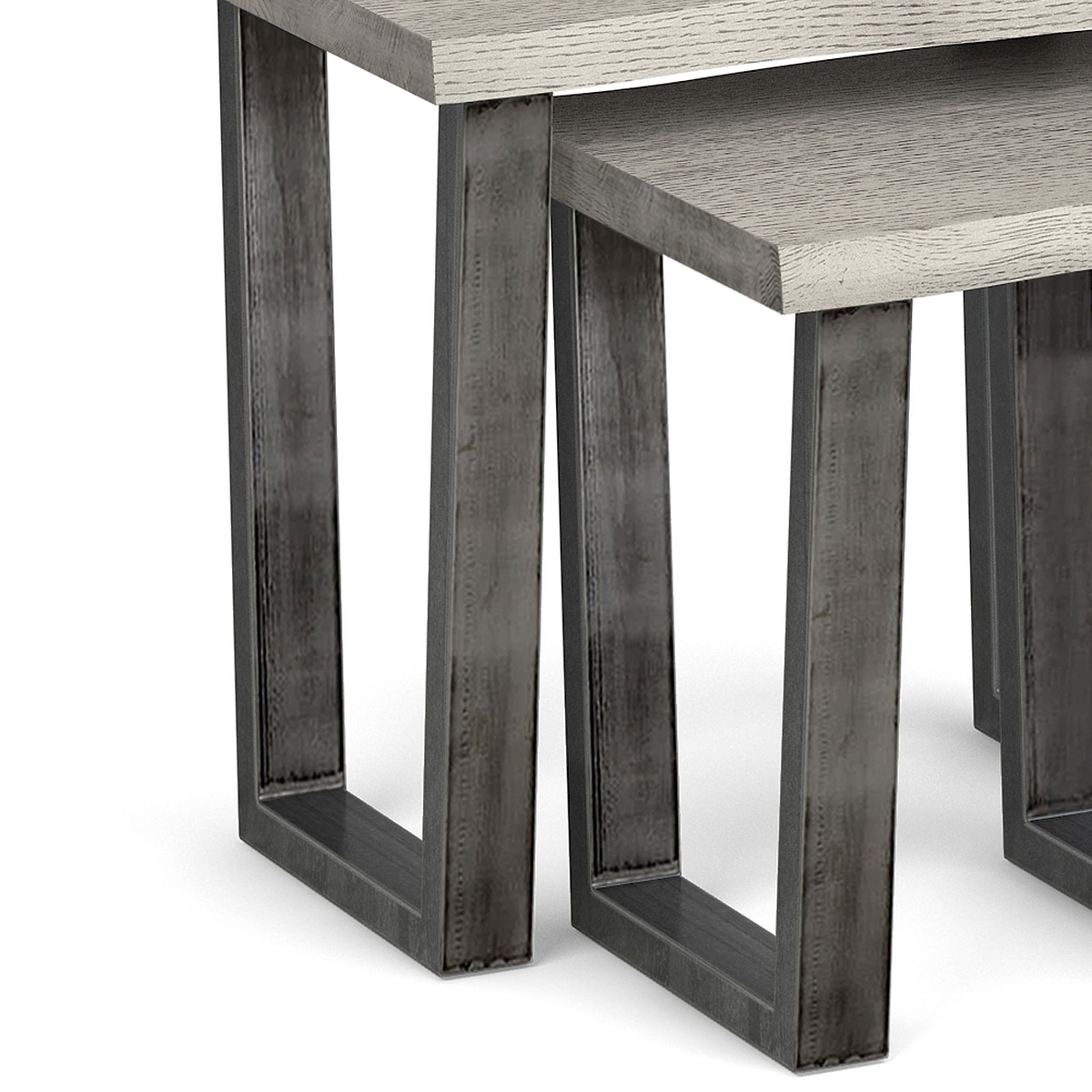 Soho Grey Industrial Wood & Metal Nest of Tables - Close up of legs