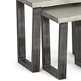 Soho Grey Industrial Wood & Metal Nest of Tables - Close up of legs