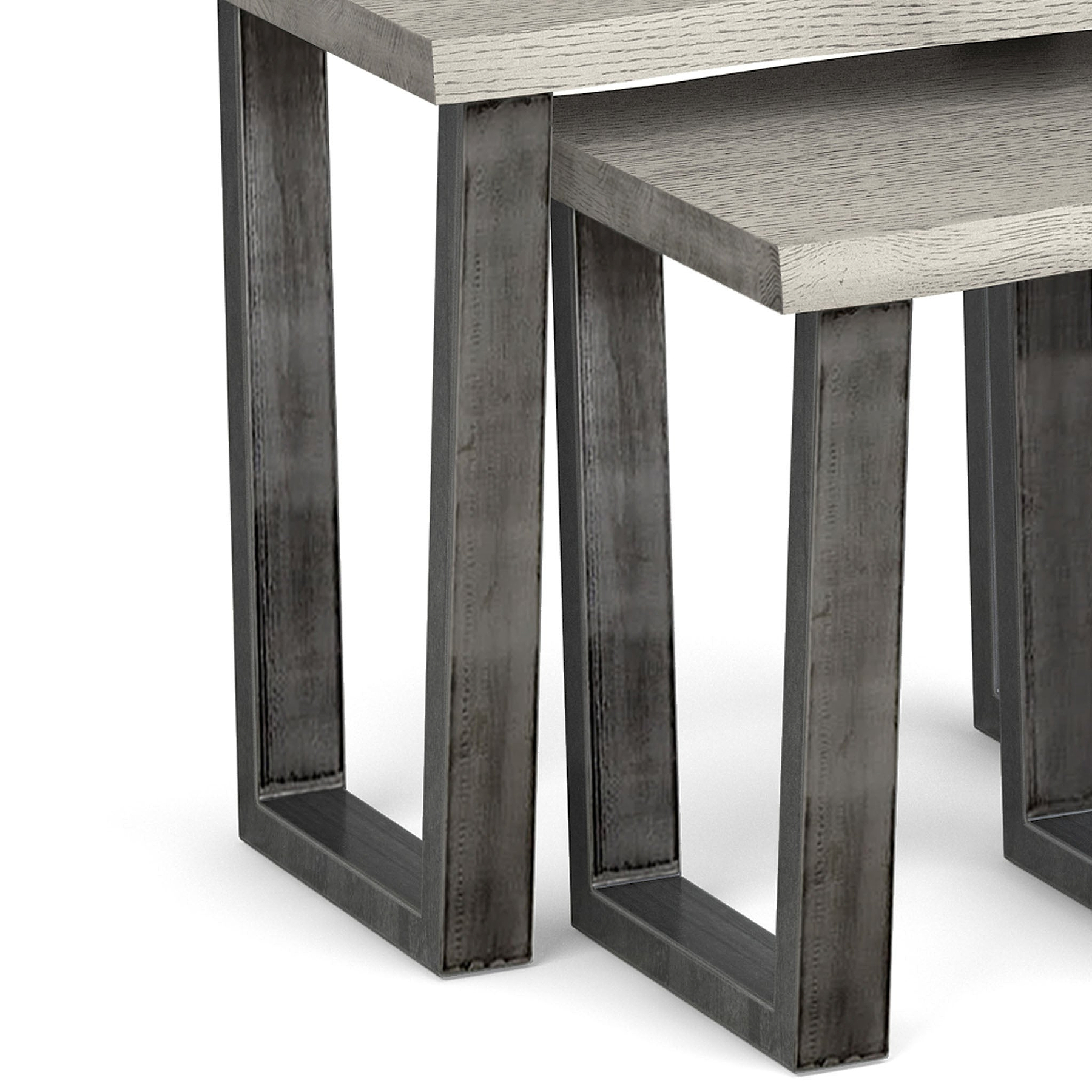 Soho Grey Industrial Wood & Metal Nest of Tables - Close up of legs