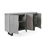 Soho Large Sideboard - Side view with cupboard doors opening