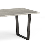 Soho Large Industrial Grey Dining Table - Close up of Oak Top and Metal Legs 