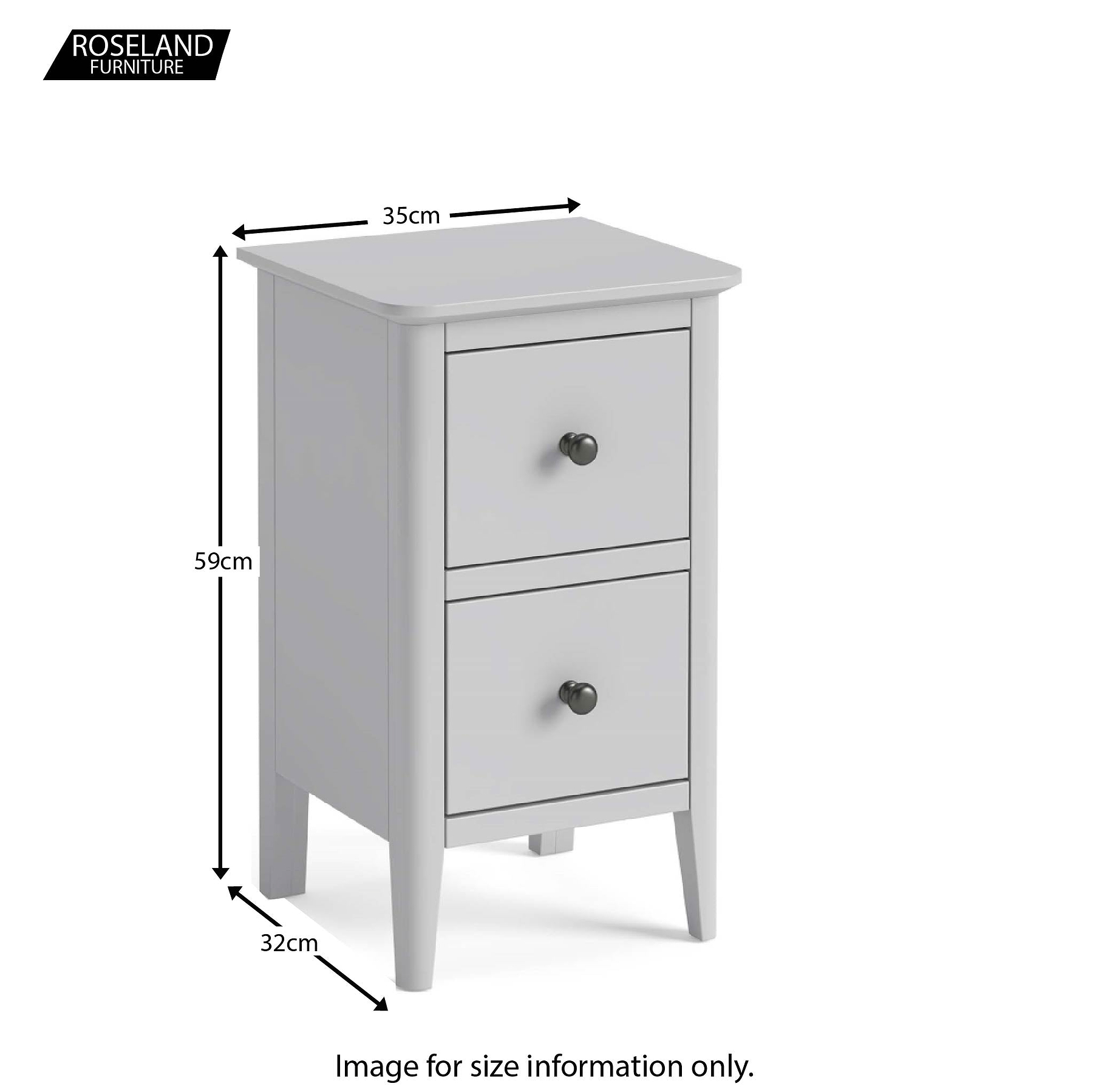 Elgin Grey Narrow Bedside Table size guide