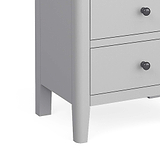 close up of tapered legs on the Elgin Grey Tallboy Chest of Drawers