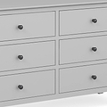 close up of gunmetal handles on the Elgin Grey 3 over 3 Chest of Drawers