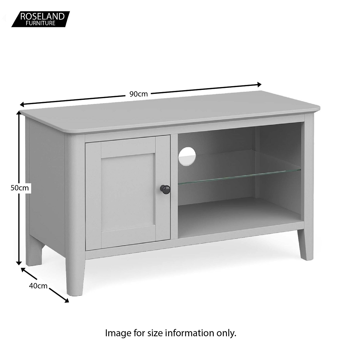 Elgin Grey 90cm Small TV Unit size guide