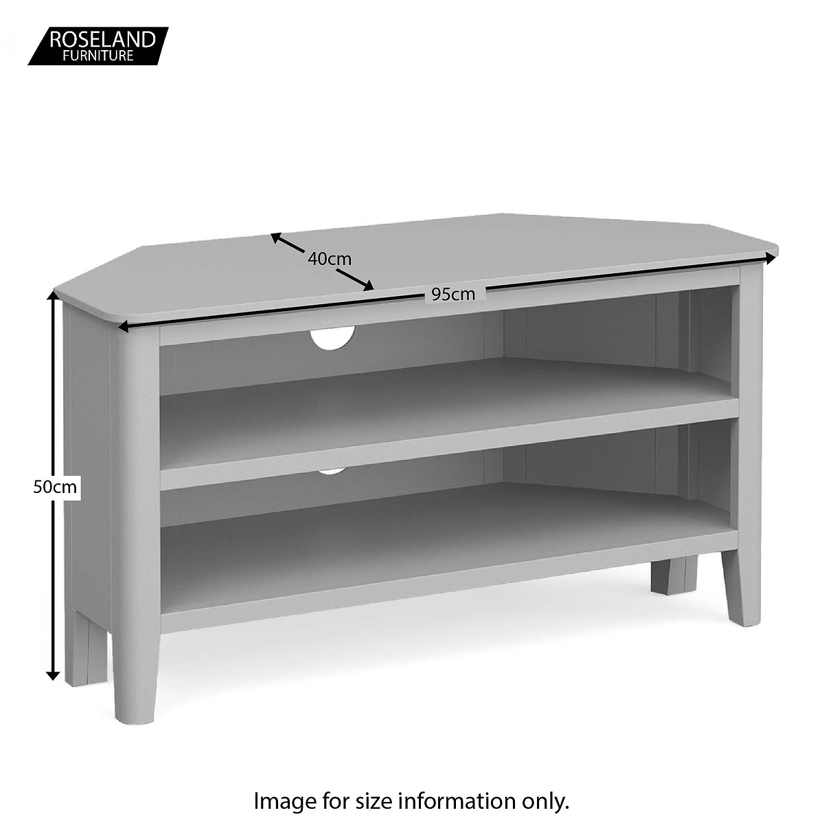 Elgin Grey corner TV stand size guide