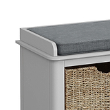close up of fabric cushion seat on the Elgin Grey Storage Bench