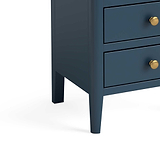 close up of tapered legs on the Stirling Blue Bedside Table