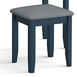 close up of fabric padded stool from the Stirling Blue Dressing Table Set 