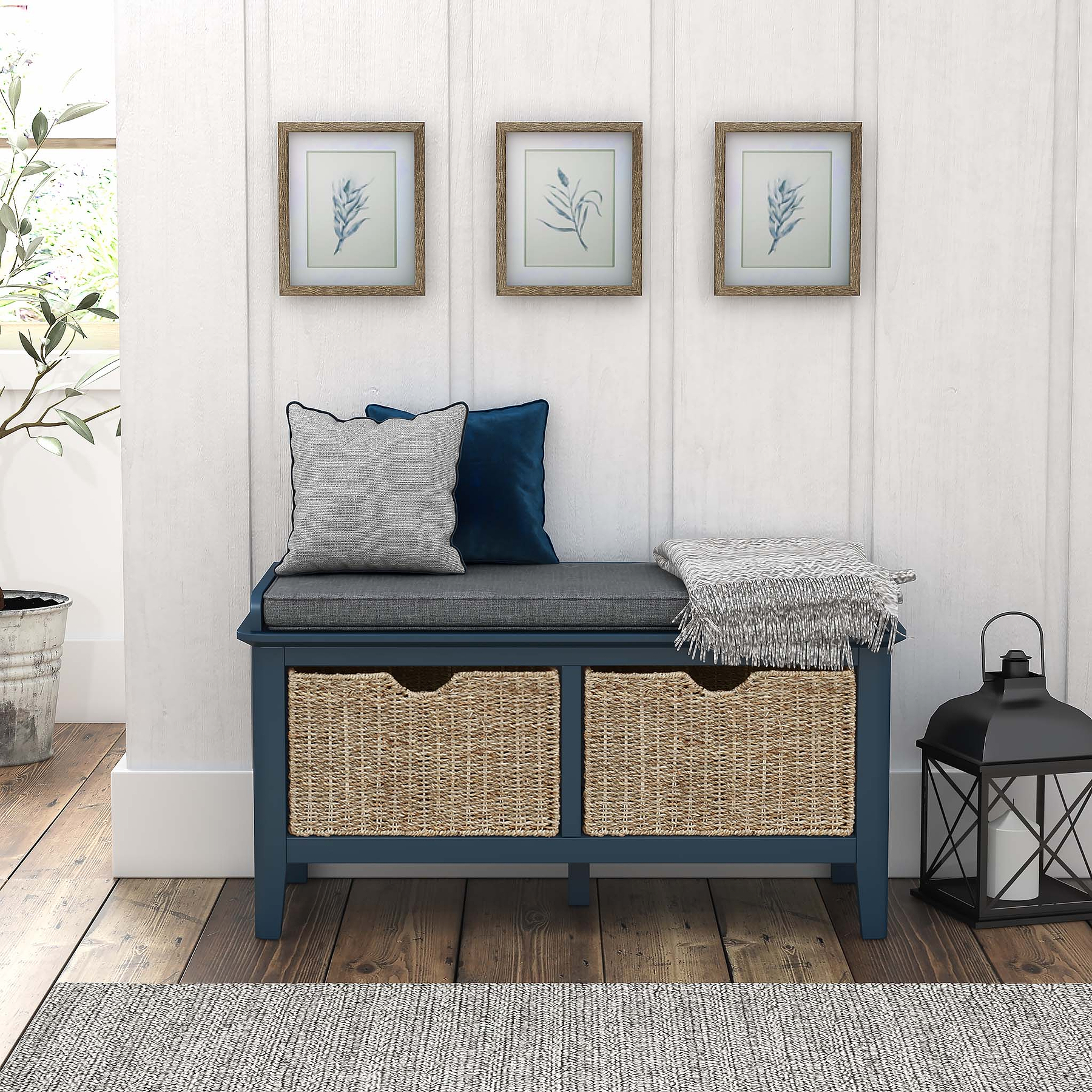 Stirling Blue Storage Bench lifestyle image