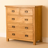 Lanner Oak 2 over 3 Drawer Chest Unit by Roseland Furniture