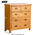 Lanner Oak 2 over 3 Drawer Chest of Drawers - Size Guide