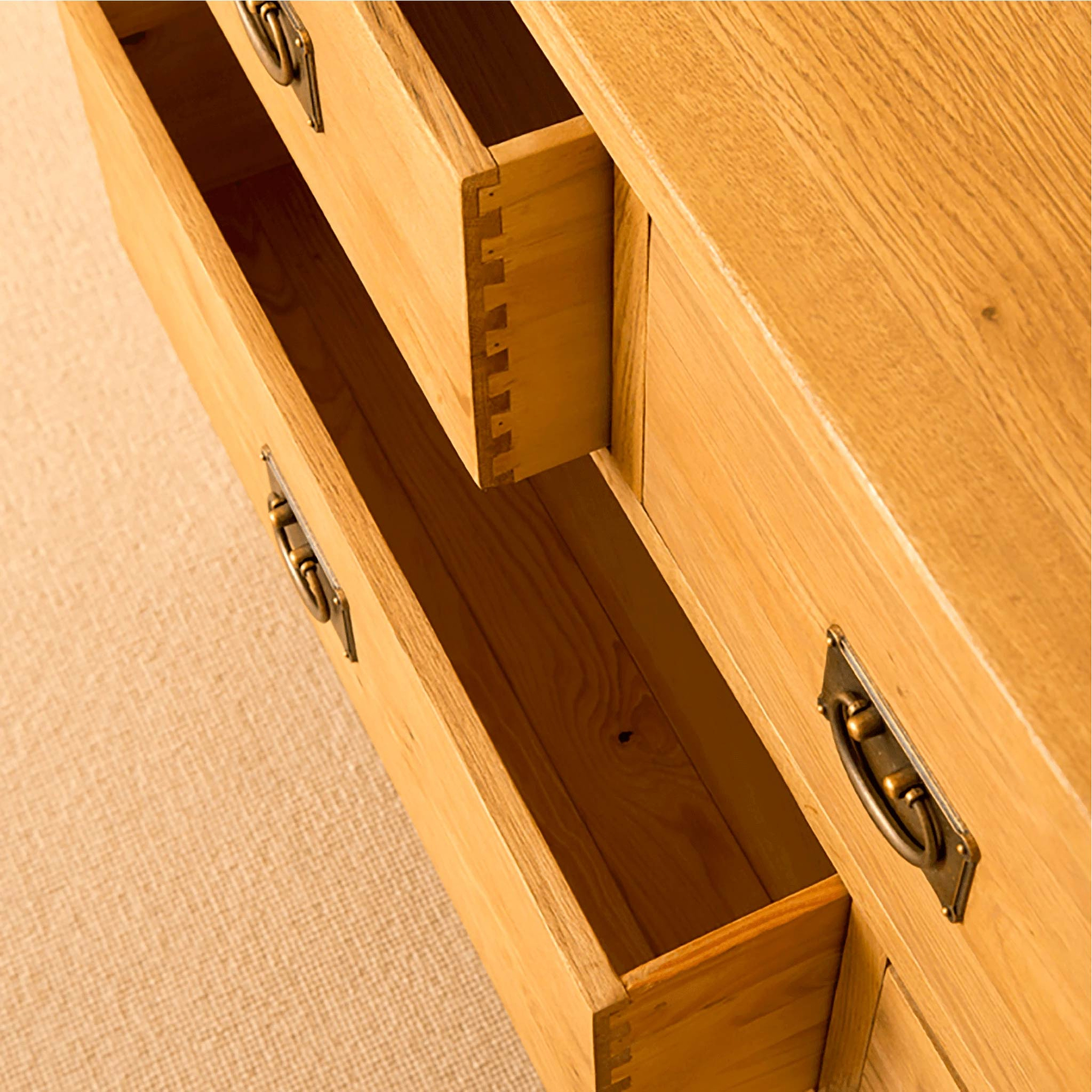 Lanner Oak 3 over 4 Drawer Chest top front view