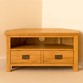 Lanner Oak Corner TV Stand front view