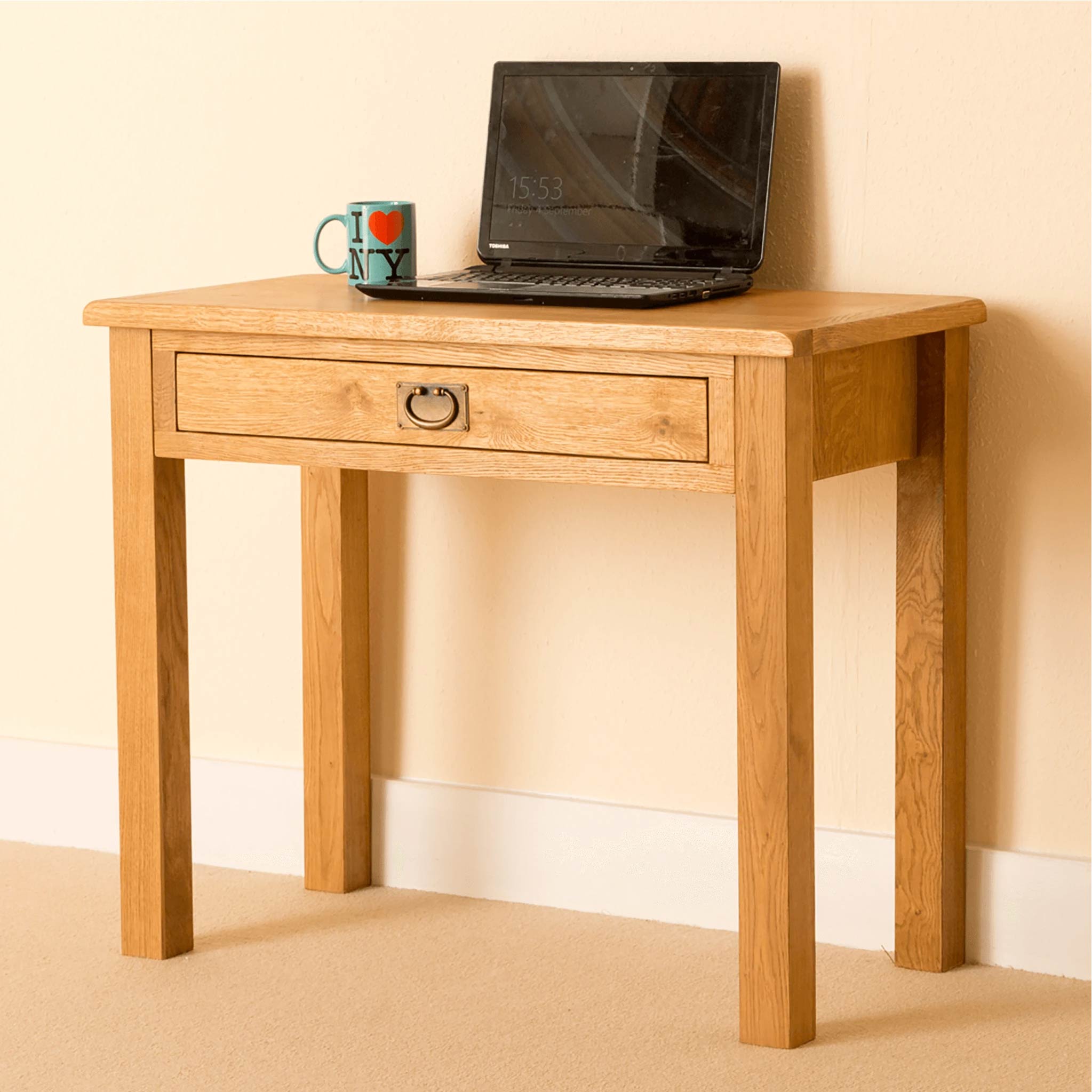 Lanner Oak Desk with Drawer | W: 90cm | Roseland