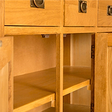 Lanner Oak Large Sideboard cupboard mid cross section view