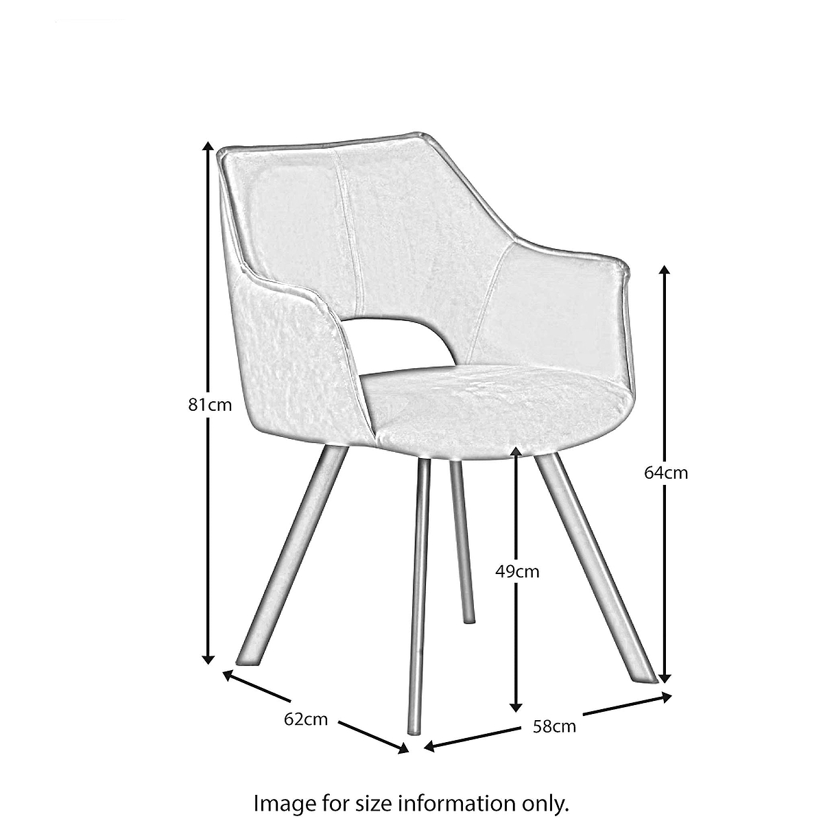 Harley Dining Chair - Size Guide