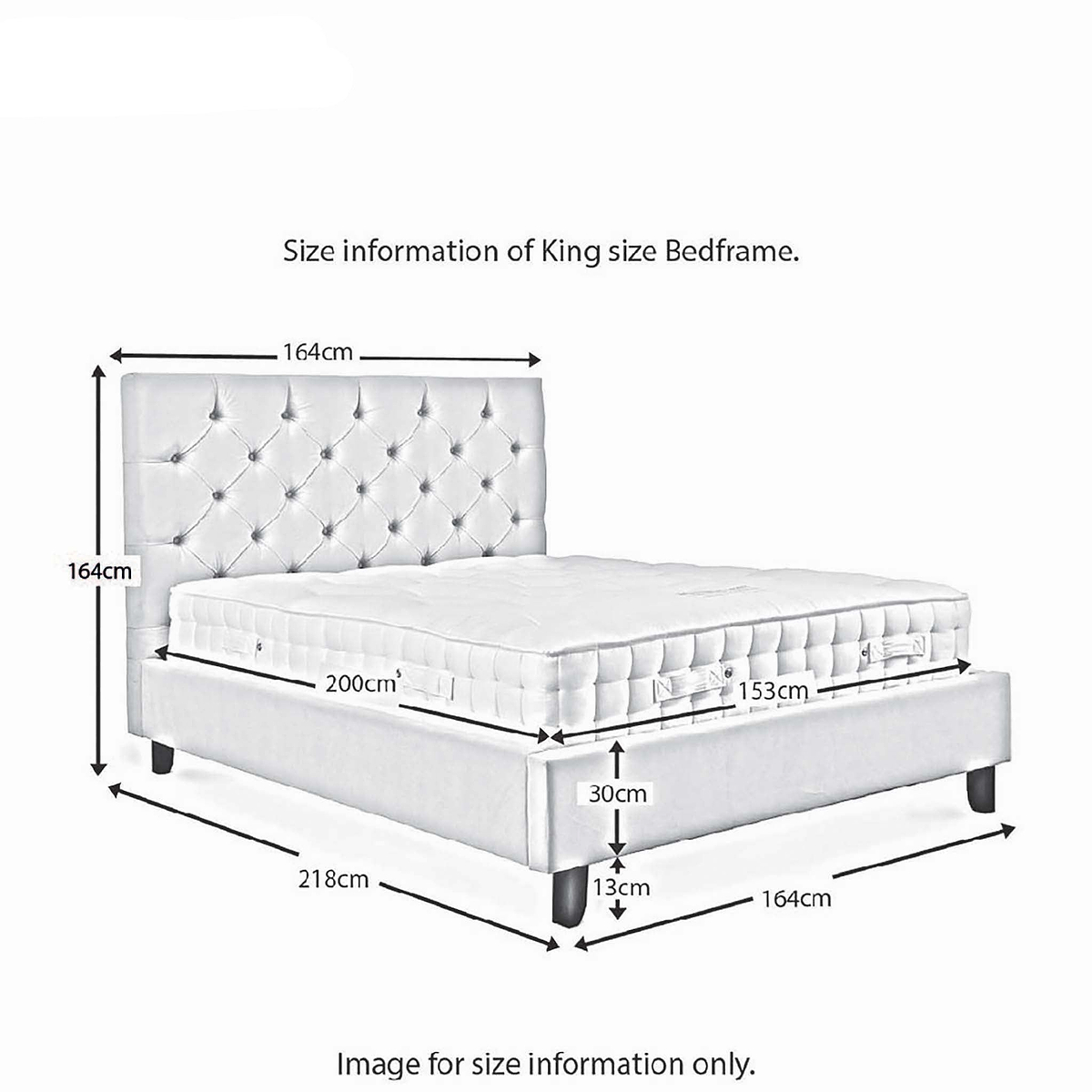 Francis King Size Bed Frame - Size Guide
