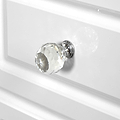 Kinsley White Gloss 4 Drawer Low Storage Unit from Roseland closeup crystal