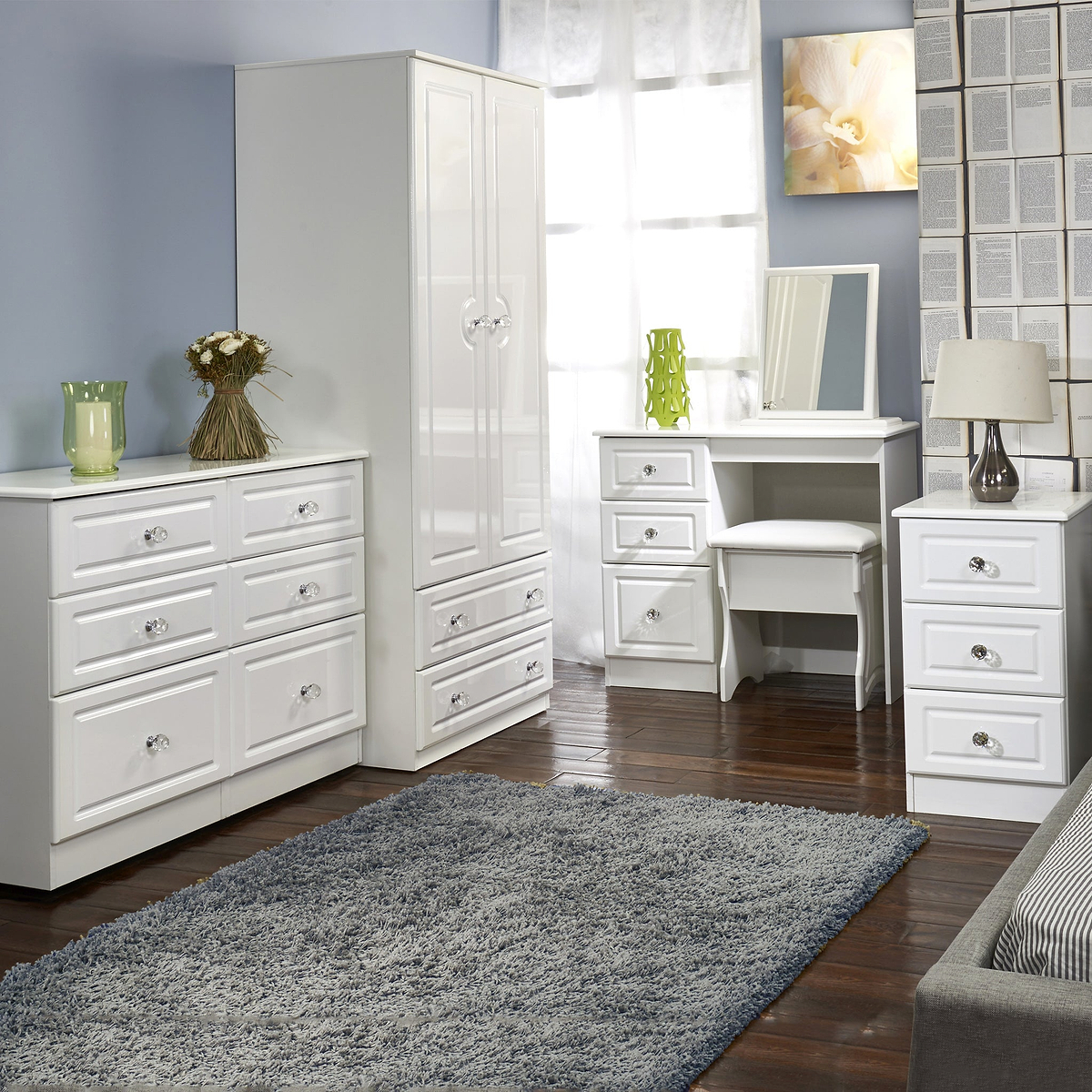 Kinsley White Gloss Mirror from Roseland wardrobe rug chest